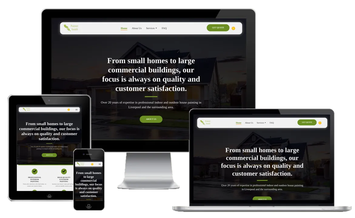 Preview of Painter Smith website on 4 screen sizes.